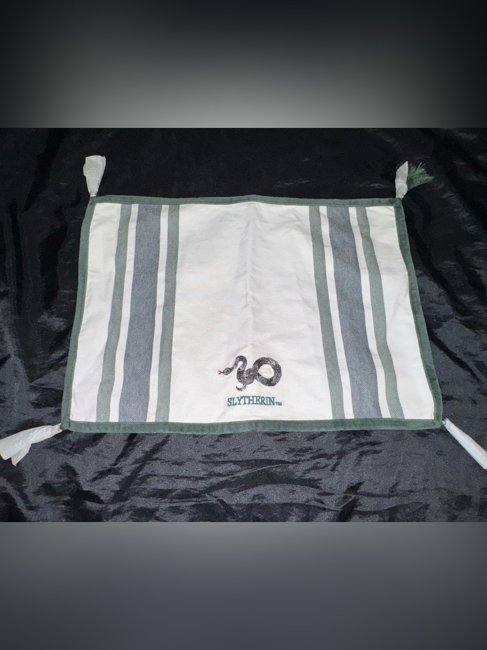 Pottery Barn Harry Potter Slytherin Placemat Green White Striped House Decor
